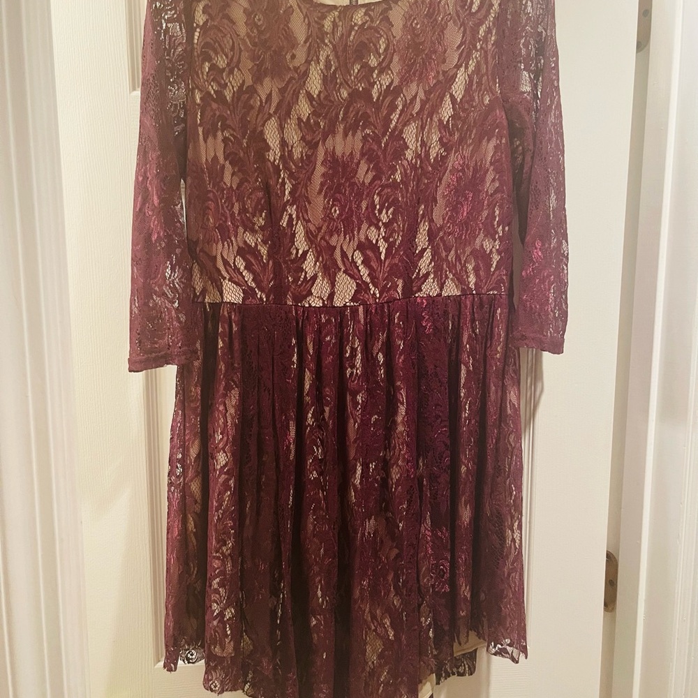Free People Deep Red Lace Dress